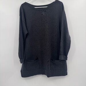 Jeanne Pierre Sweater Women XL Gray Knit Long Sleeve Boat Neck Preppy Minimalist